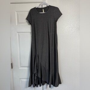 Uncle Frank Gray Ruffle Maxi Swiss Dot Boho Dress Size Small